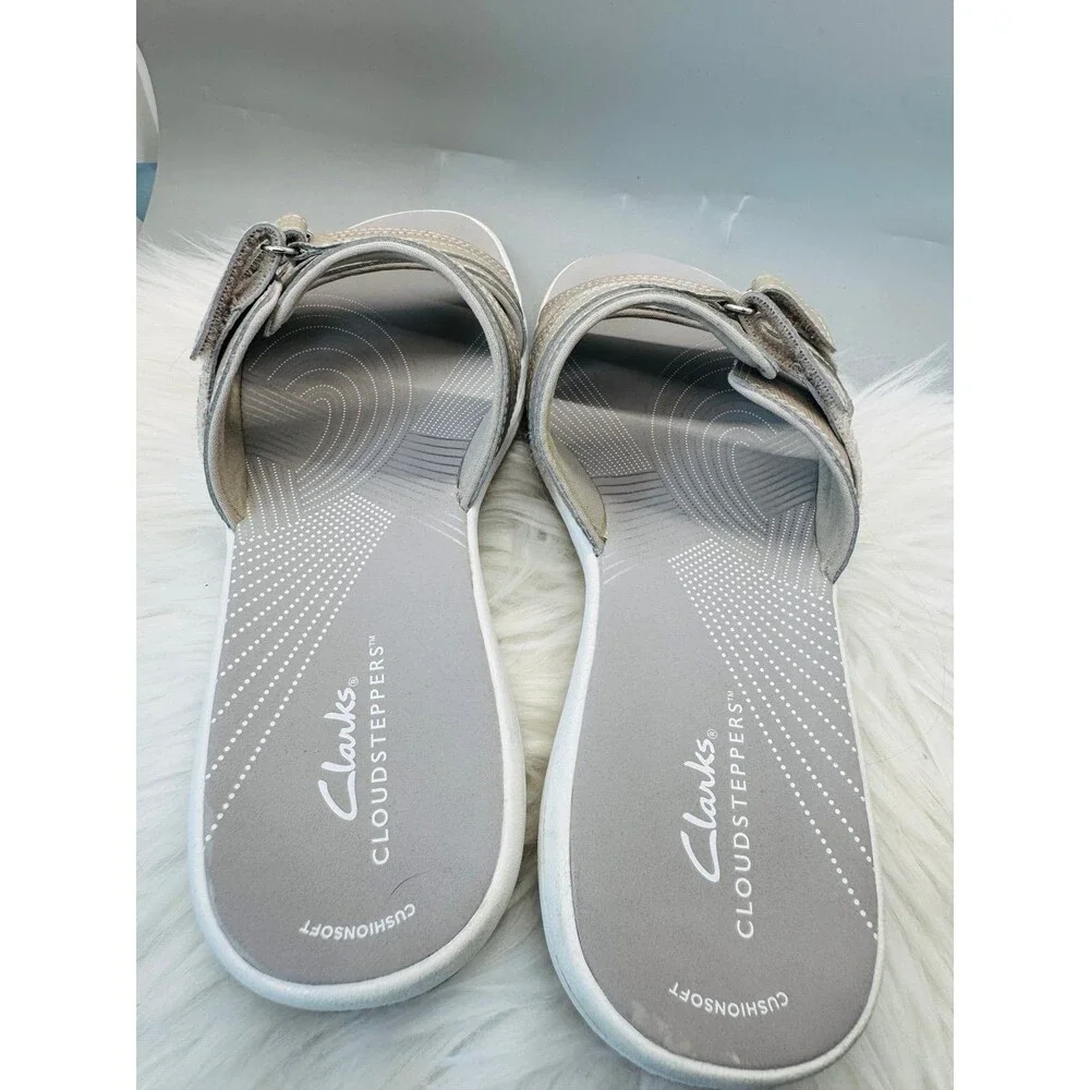 Clarks Cloudsteppers Breeze Rosa Adjustable Slide Sandals Sand/Tan Sz 9 cruise